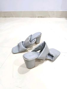 Light Blue Heeled Mules