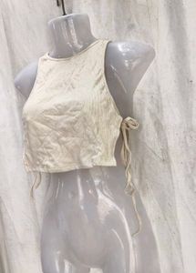 48127. Cream Crop Top with Side Ties
