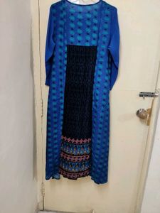 Blue &amp; Black Printed Kurta