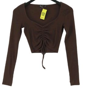 ZARA Brown Ruched Long Sleeve Top!