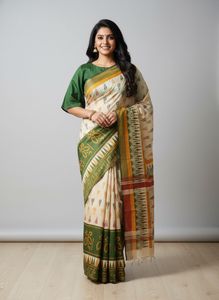 Vibrant Printed Silk Saree with XXL blouse