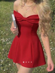 Chic Off-Shoulder Red Flare Dress
