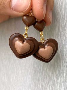 Chocolate Heart Dangle Earrings