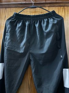 Black Track Pants with White Stripes