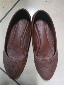 Women's Brown Perforated Ballerinas