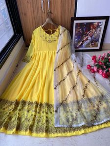 Stunning Yellow Embroidered Kurta Set