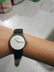 Classic Black Leather Strap Watch