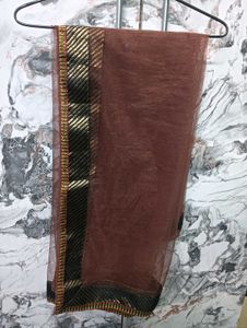 Brown Dupatta 👗with Gold Border