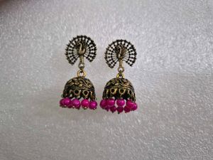Traditional Peacock Jhumka Earrings - Unused