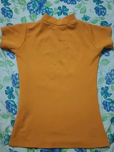 Orange Mock Neck T-Shirt