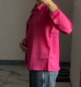 Vibrant Pink Button-Up Shirt