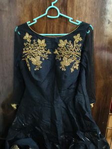Elegant Black Embroidered Gown