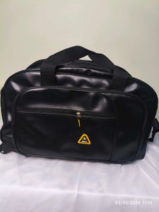 stylish black faux leather Travel Bag 2 wheels