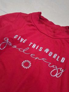 Red Long Sleeve Graphic Top