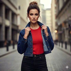 *Free Delivery*🔥Classic Cropped Blue Denim Jacket