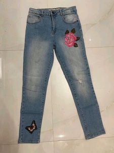 Embroidered Denim Jeans