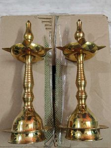 Vintage Brass Oil Lamps - Pair Unused