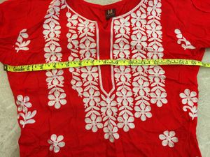 Vibrant Red Kurta chikankari kurt