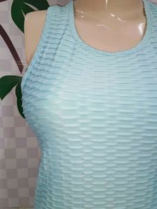 (905)Textured Tank Top - Aqua