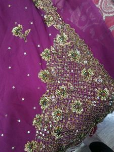 Beautiful Embroidered Purple Saree