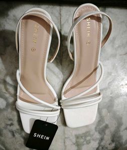 SHEIN White Strappy Kitten Heel Sandals
