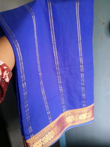 Blue Cotton saree with Blouse