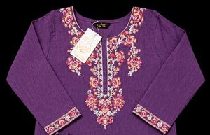 Purple Embroidered Kurta with Pants Set