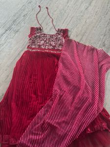 Elegant Red Embroidered Gown