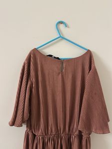 Elegant Pleated Flutter Sleeve Dress