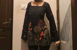 Black Bell Sleeve Corset Kurti
