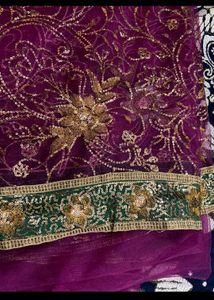 Exquisite Embroidered Purple Saree