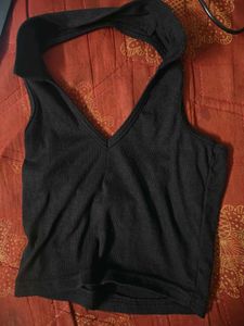 Chic Black Halter Neck Crop Top