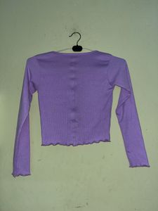 Cute Purple Tie-Front Cardigan