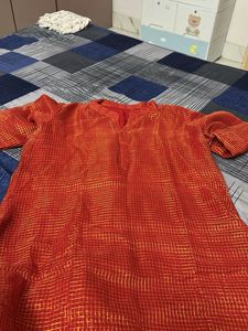 Elegant Red & Gold Kurta