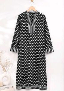 🟦🤍 Dark Blue & White Printed Kurta 🤍🟦