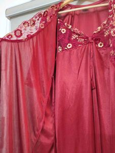 Silky Maroon Nightgown