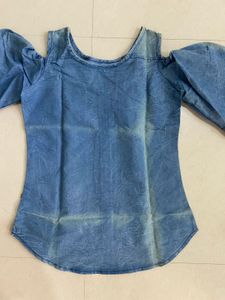 Denim Cold Shoulder Top