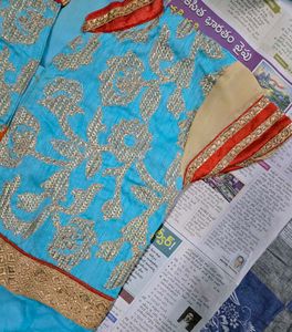 Beautiful Blue Anarkali Gown with dupatta