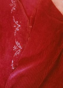 Embroidered Red Cardigan