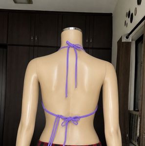 Purple Halter Bikini Top