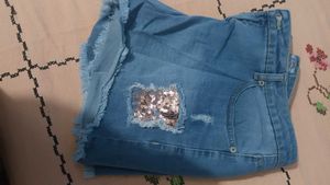 Denim Shorts with Sequins