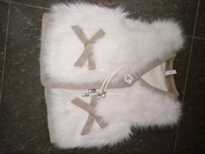 White Furry Vest with Bow Details