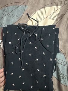 Black floral print mini dress