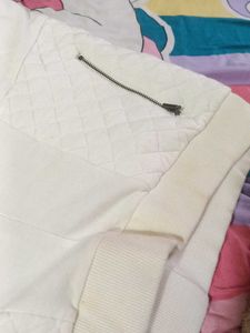 White Quilted Pocket Joggers