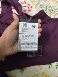New Purple Padded Sports Bra with Mesh Back