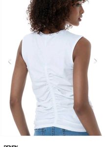Chic Ruched White Sleeveless Top