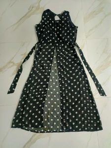 Polka Dot Maxi Dress with Slit