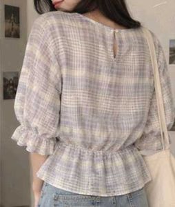 Cute Korean Plaid Cropped Top