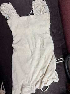 Cute Cream Ruched Mini Dress