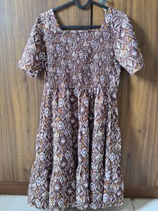Boho Print Square Neck Tiered Dress